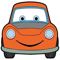 Car Theme Smiling Orange Car Transparent Sticker
